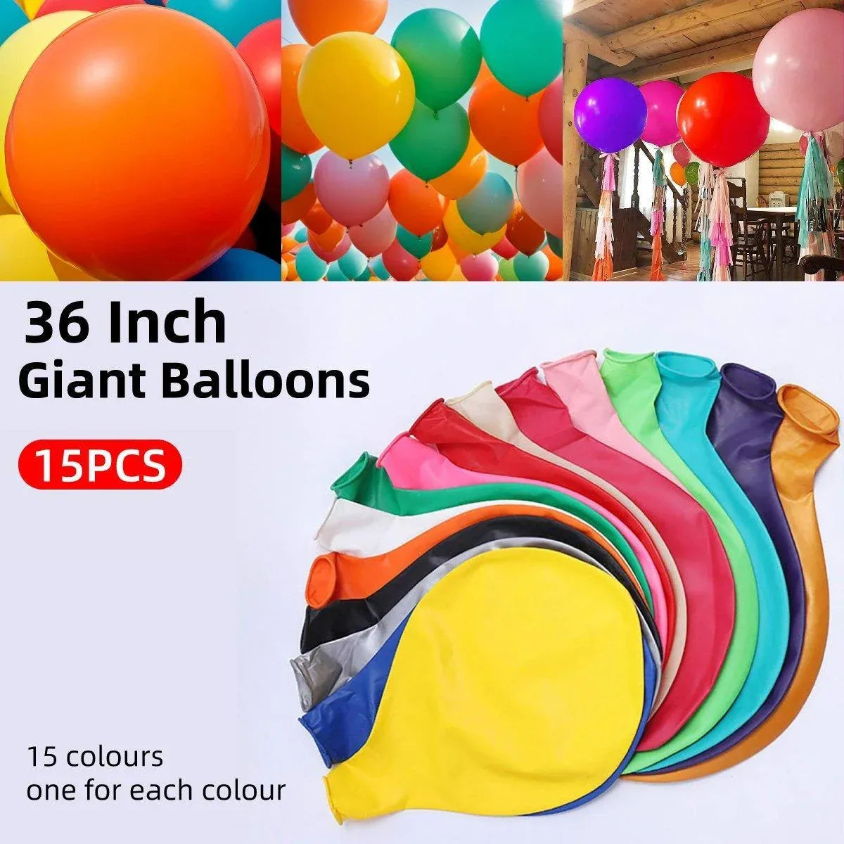 15PCS 36 Inch Large Round Balloons Party Decor KTV Bar Atmosphere Latex Balloons
